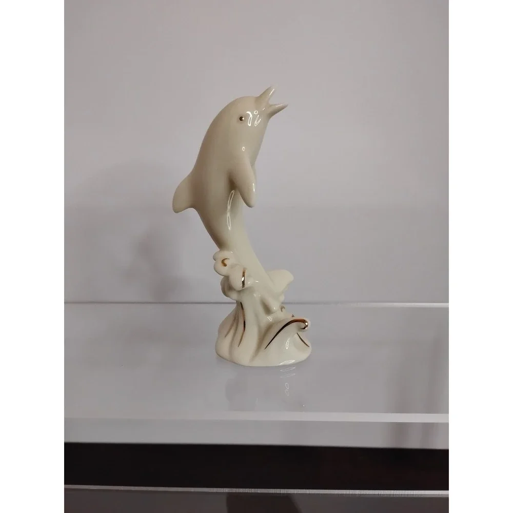Dolphin Figurine with 24kt gold accent trim